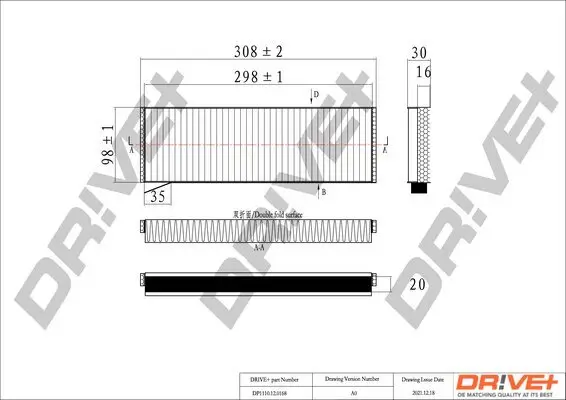 Filter, Innenraumluft Dr!ve+ DP1110.12.0168