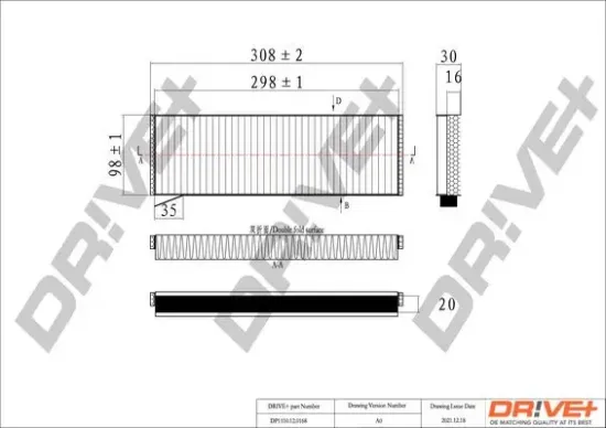 Filter, Innenraumluft Dr!ve+ DP1110.12.0168 Bild Filter, Innenraumluft Dr!ve+ DP1110.12.0168