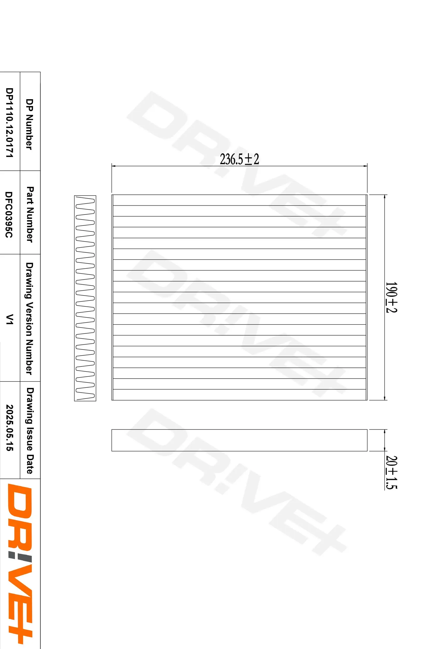 Filter, Innenraumluft Dr!ve+ DP1110.12.0171