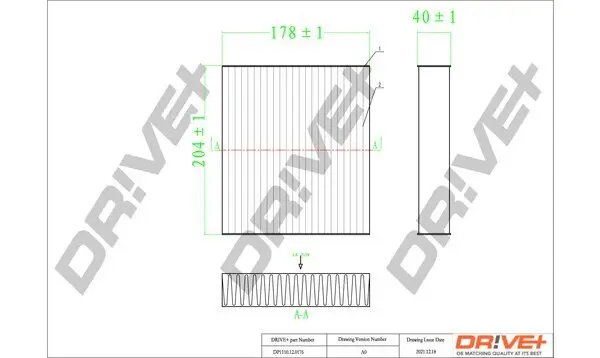 Filter, Innenraumluft Dr!ve+ DP1110.12.0176