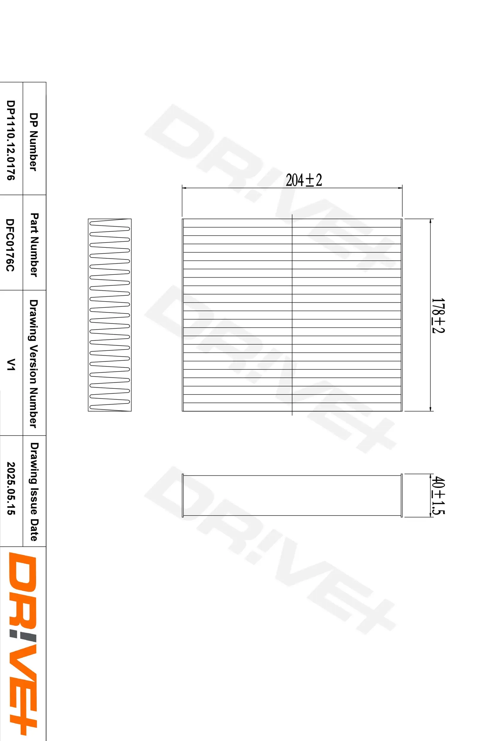 Filter, Innenraumluft Dr!ve+ DP1110.12.0176