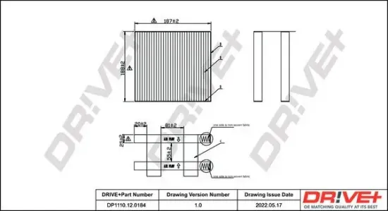 Filter, Innenraumluft Dr!ve+ DP1110.12.0184 Bild Filter, Innenraumluft Dr!ve+ DP1110.12.0184