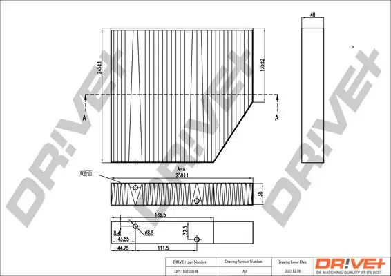 Filter, Innenraumluft Dr!ve+ DP1110.12.0188