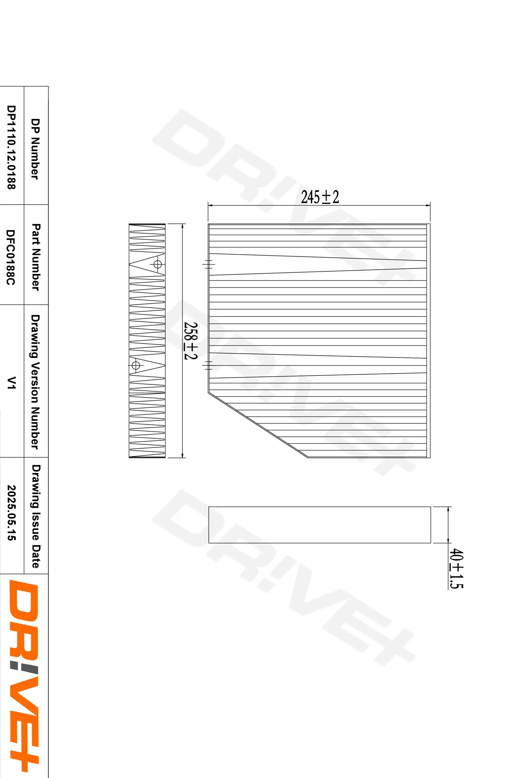 Filter, Innenraumluft Dr!ve+ DP1110.12.0188
