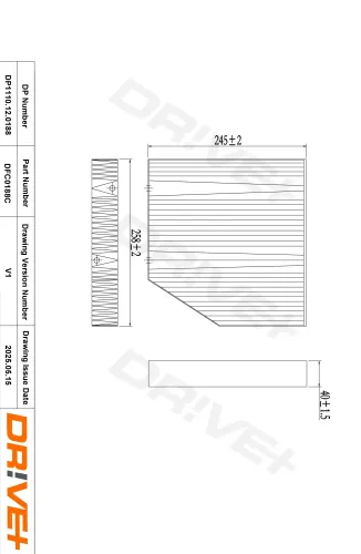 Filter, Innenraumluft Dr!ve+ DP1110.12.0188 Bild Filter, Innenraumluft Dr!ve+ DP1110.12.0188