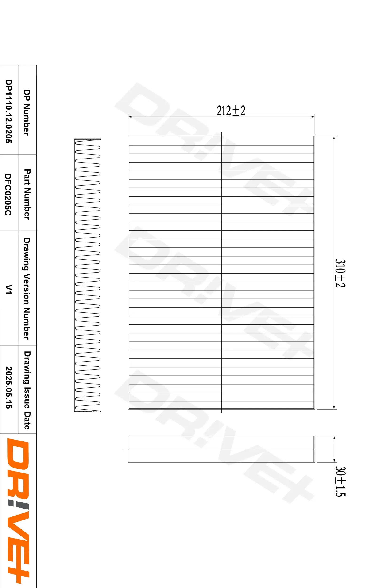 Filter, Innenraumluft Dr!ve+ DP1110.12.0205