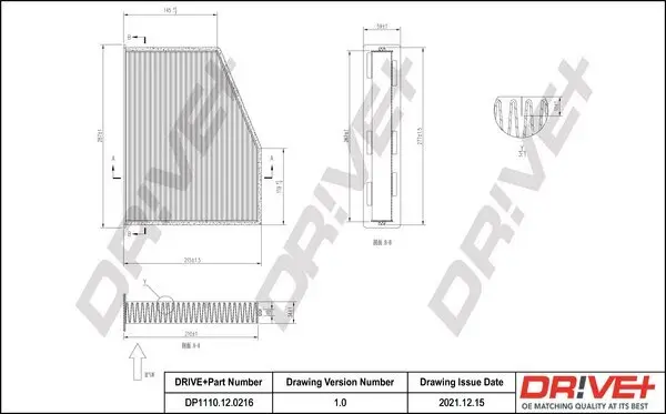 Filter, Innenraumluft Dr!ve+ DP1110.12.0216