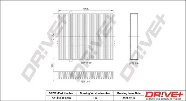 Filter, Innenraumluft Dr!ve+ DP1110.12.0218