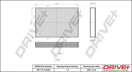 Filter, Innenraumluft Dr!ve+ DP1110.12.0234 Bild Filter, Innenraumluft Dr!ve+ DP1110.12.0234