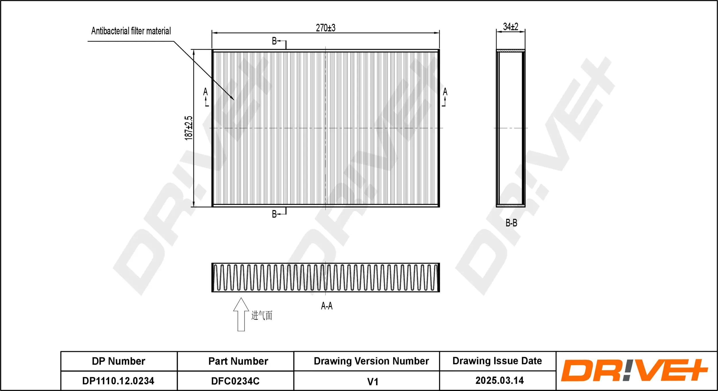 Filter, Innenraumluft Dr!ve+ DP1110.12.0234
