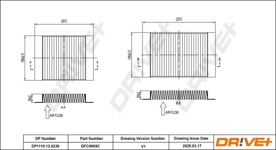 Filter, Innenraumluft Dr!ve+ DP1110.12.0236 Bild Filter, Innenraumluft Dr!ve+ DP1110.12.0236