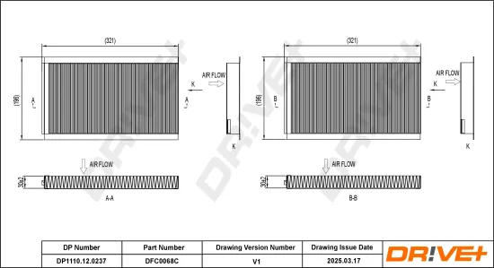Filter, Innenraumluft Dr!ve+ DP1110.12.0237 Bild Filter, Innenraumluft Dr!ve+ DP1110.12.0237
