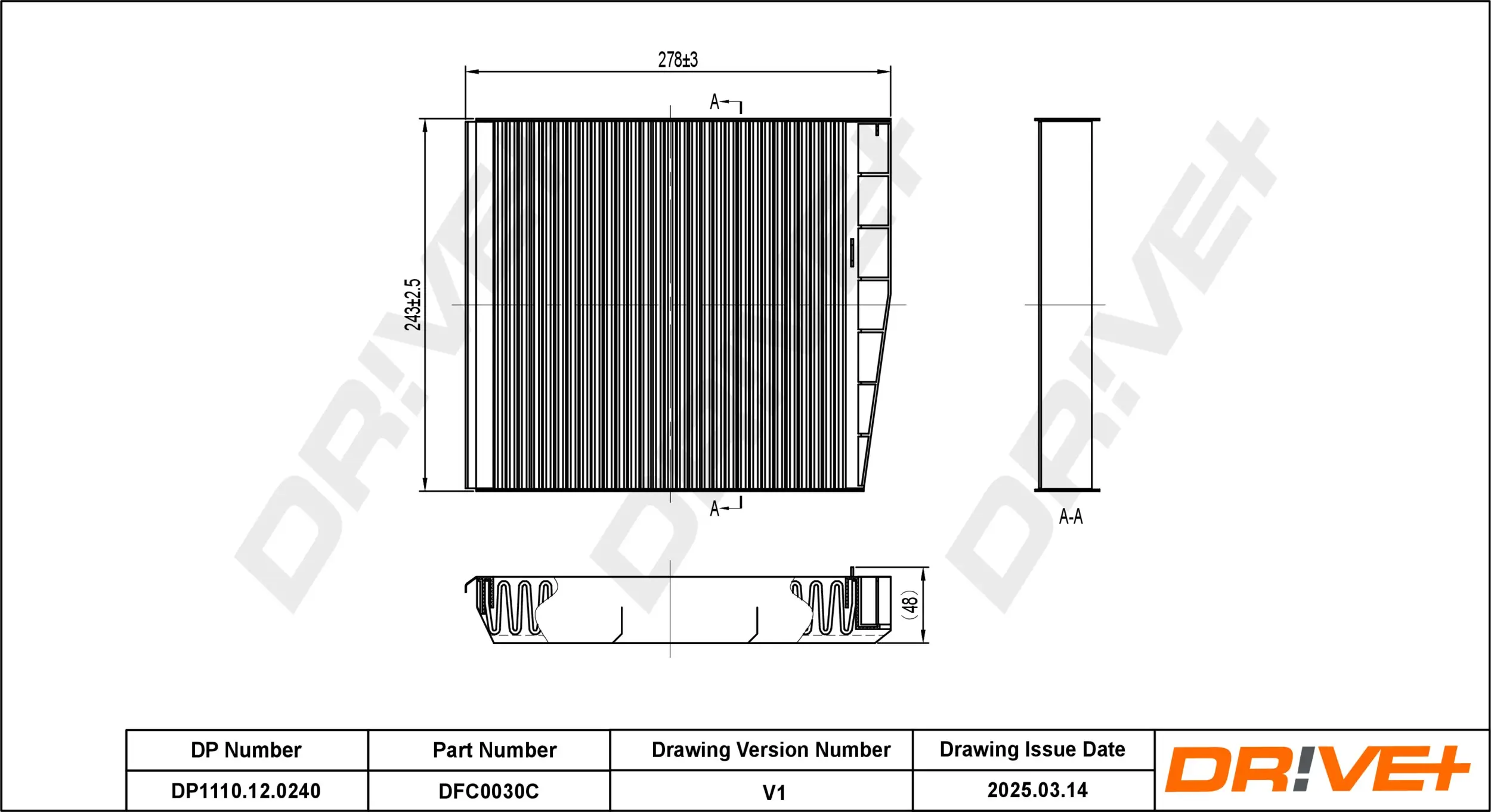 Filter, Innenraumluft Dr!ve+ DP1110.12.0240