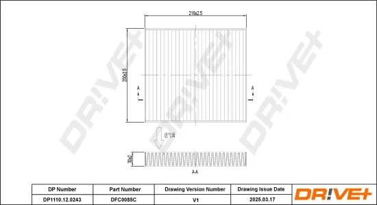 Filter, Innenraumluft Dr!ve+ DP1110.12.0243 Bild Filter, Innenraumluft Dr!ve+ DP1110.12.0243