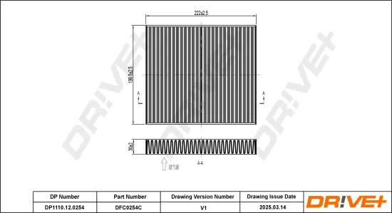 Filter, Innenraumluft Dr!ve+ DP1110.12.0254 Bild Filter, Innenraumluft Dr!ve+ DP1110.12.0254