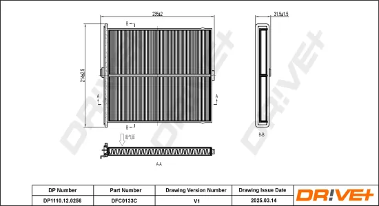 Filter, Innenraumluft Dr!ve+ DP1110.12.0256 Bild Filter, Innenraumluft Dr!ve+ DP1110.12.0256