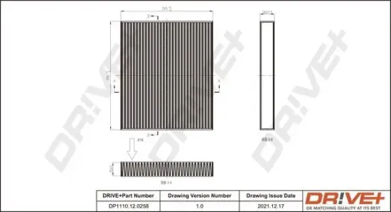 Filter, Innenraumluft Dr!ve+ DP1110.12.0258 Bild Filter, Innenraumluft Dr!ve+ DP1110.12.0258