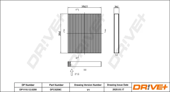 Filter, Innenraumluft Dr!ve+ DP1110.12.0258 Bild Filter, Innenraumluft Dr!ve+ DP1110.12.0258