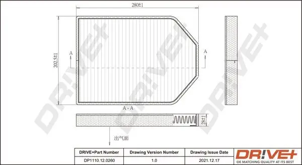 Filter, Innenraumluft Dr!ve+ DP1110.12.0260