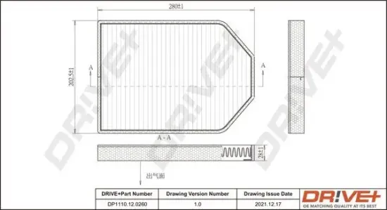 Filter, Innenraumluft Dr!ve+ DP1110.12.0260 Bild Filter, Innenraumluft Dr!ve+ DP1110.12.0260
