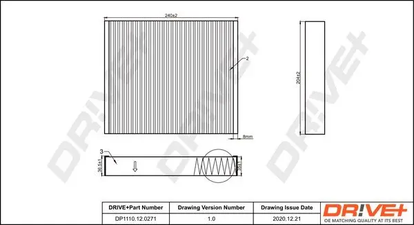 Filter, Innenraumluft Dr!ve+ DP1110.12.0271