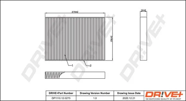 Filter, Innenraumluft Dr!ve+ DP1110.12.0273