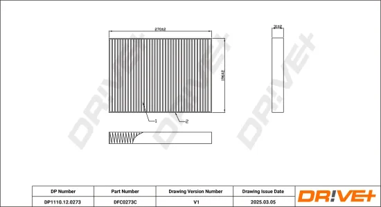 Filter, Innenraumluft Dr!ve+ DP1110.12.0273 Bild Filter, Innenraumluft Dr!ve+ DP1110.12.0273