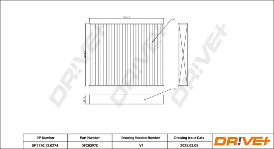 Filter, Innenraumluft Dr!ve+ DP1110.12.0274 Bild Filter, Innenraumluft Dr!ve+ DP1110.12.0274