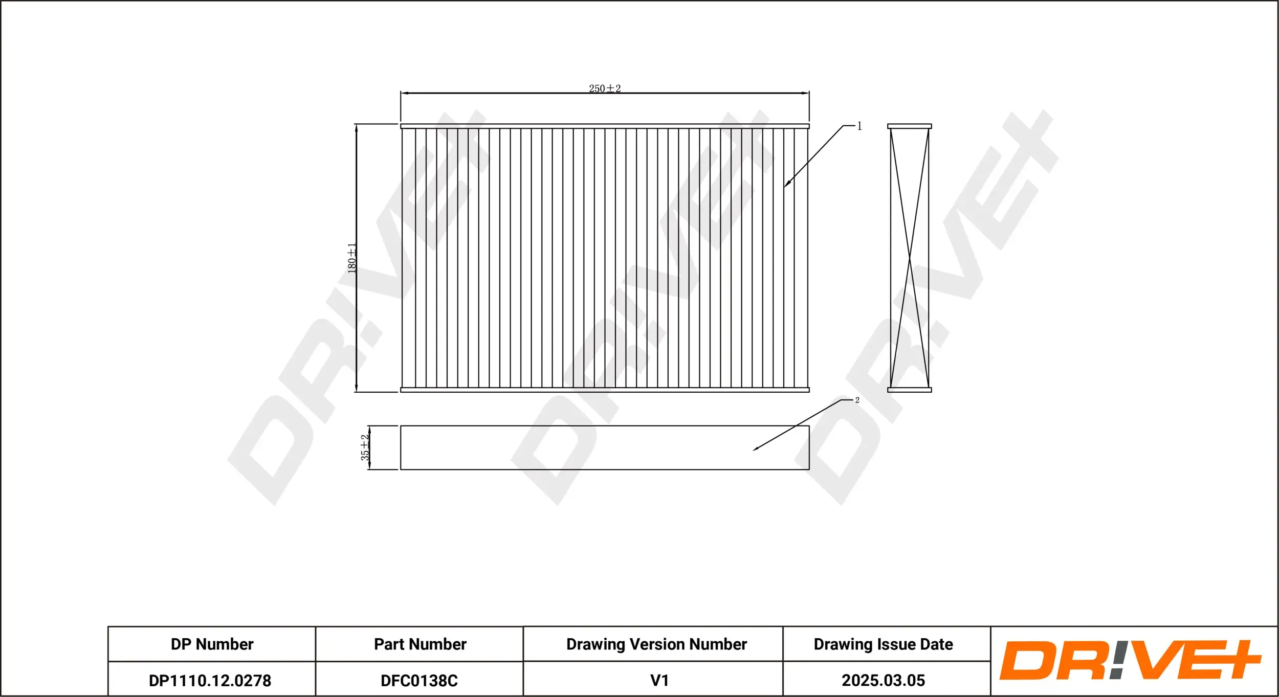 Filter, Innenraumluft Dr!ve+ DP1110.12.0278