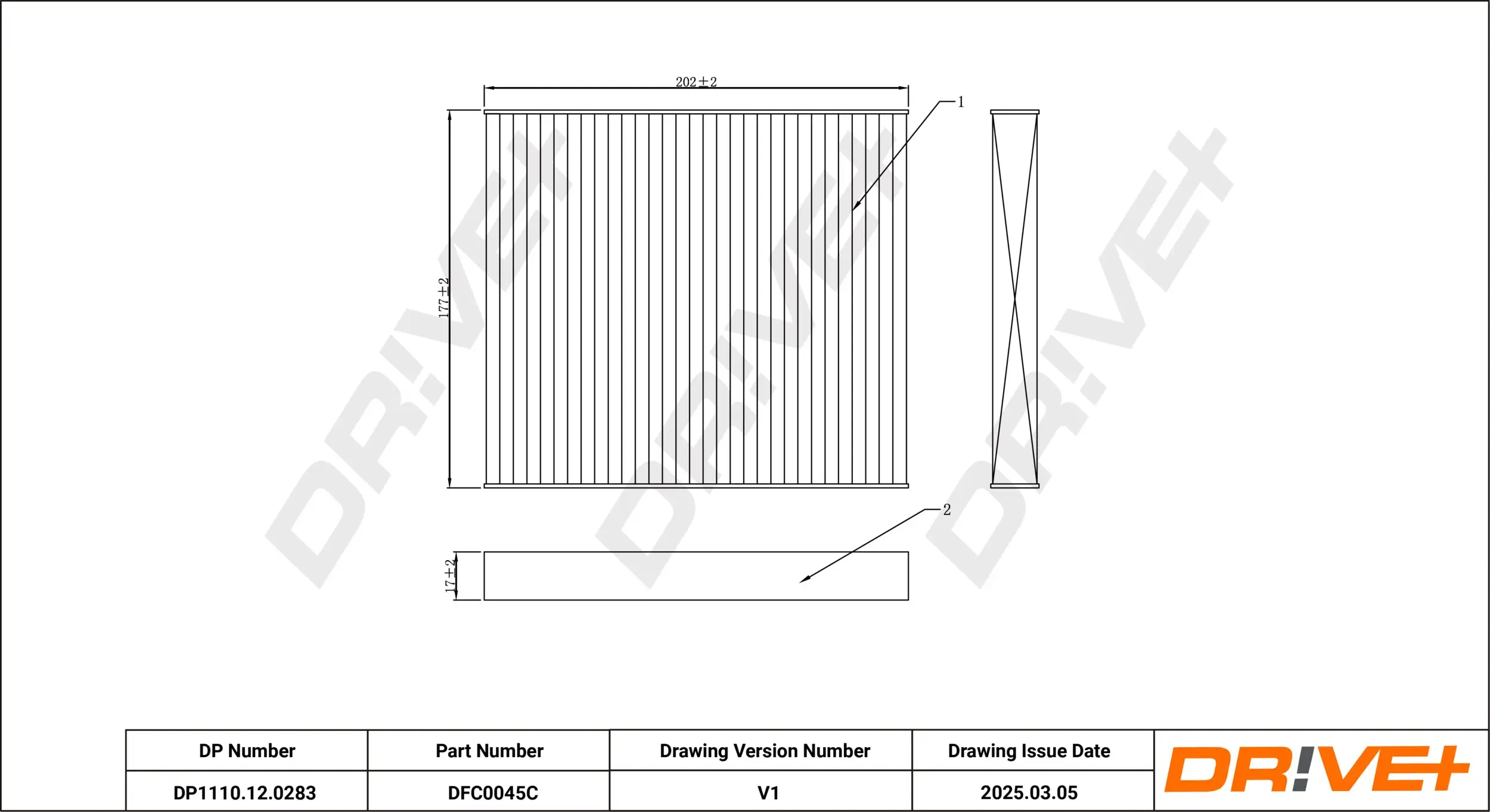 Filter, Innenraumluft Dr!ve+ DP1110.12.0283