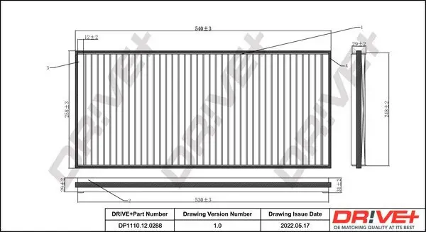 Filter, Innenraumluft Dr!ve+ DP1110.12.0288