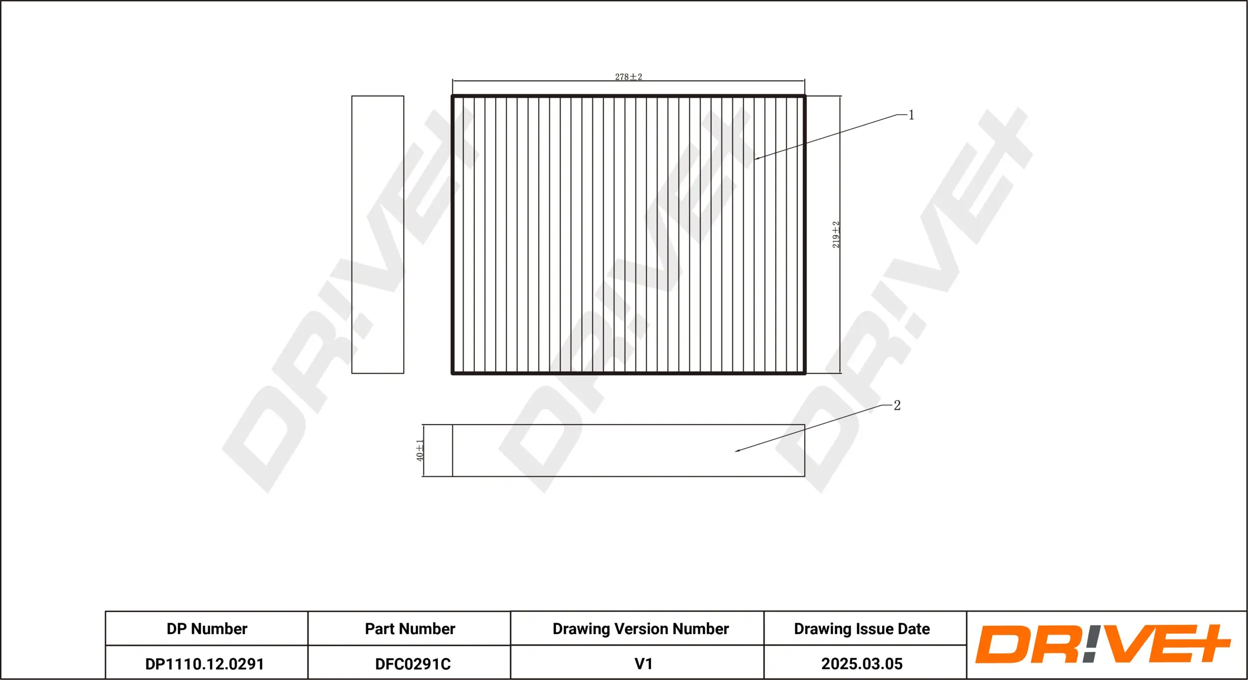 Filter, Innenraumluft Dr!ve+ DP1110.12.0291