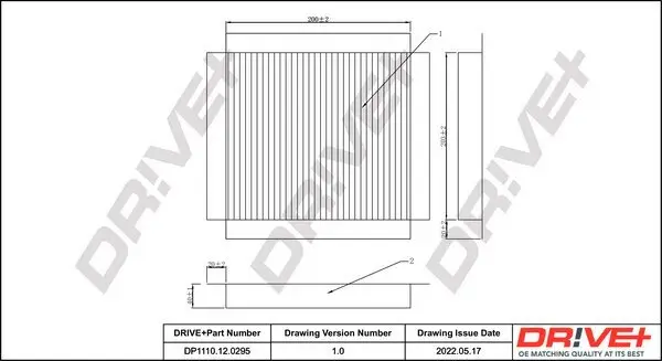 Filter, Innenraumluft Dr!ve+ DP1110.12.0295