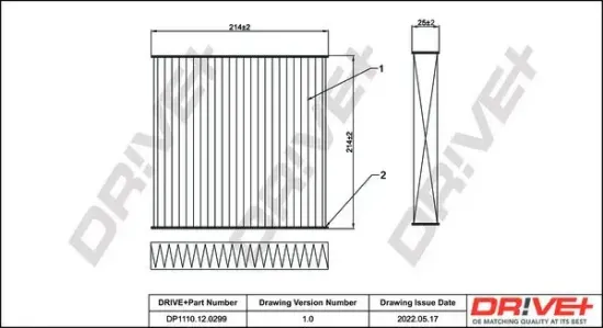 Filter, Innenraumluft Dr!ve+ DP1110.12.0299 Bild Filter, Innenraumluft Dr!ve+ DP1110.12.0299