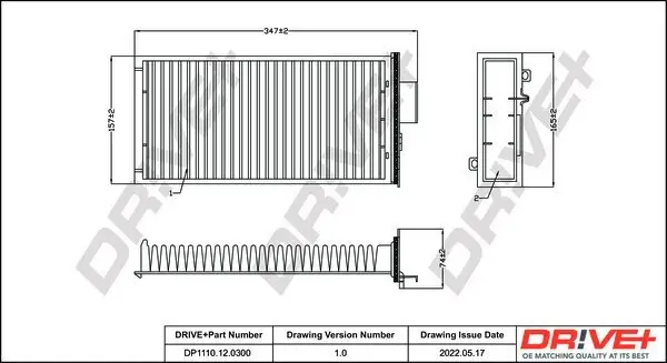 Filter, Innenraumluft Dr!ve+ DP1110.12.0300