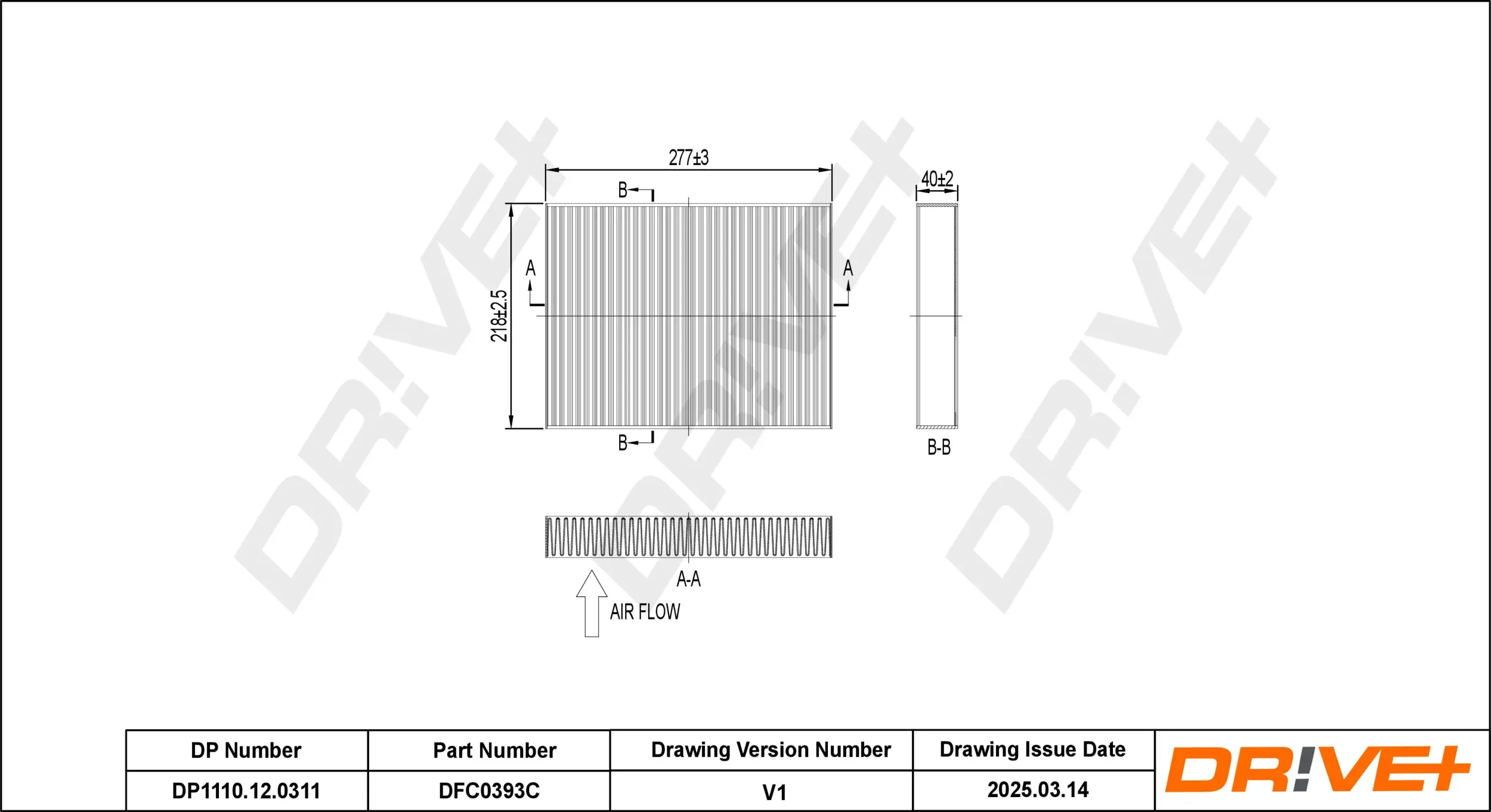 Filter, Innenraumluft Dr!ve+ DP1110.12.0311