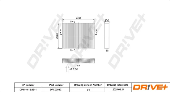 Filter, Innenraumluft Dr!ve+ DP1110.12.0311 Bild Filter, Innenraumluft Dr!ve+ DP1110.12.0311