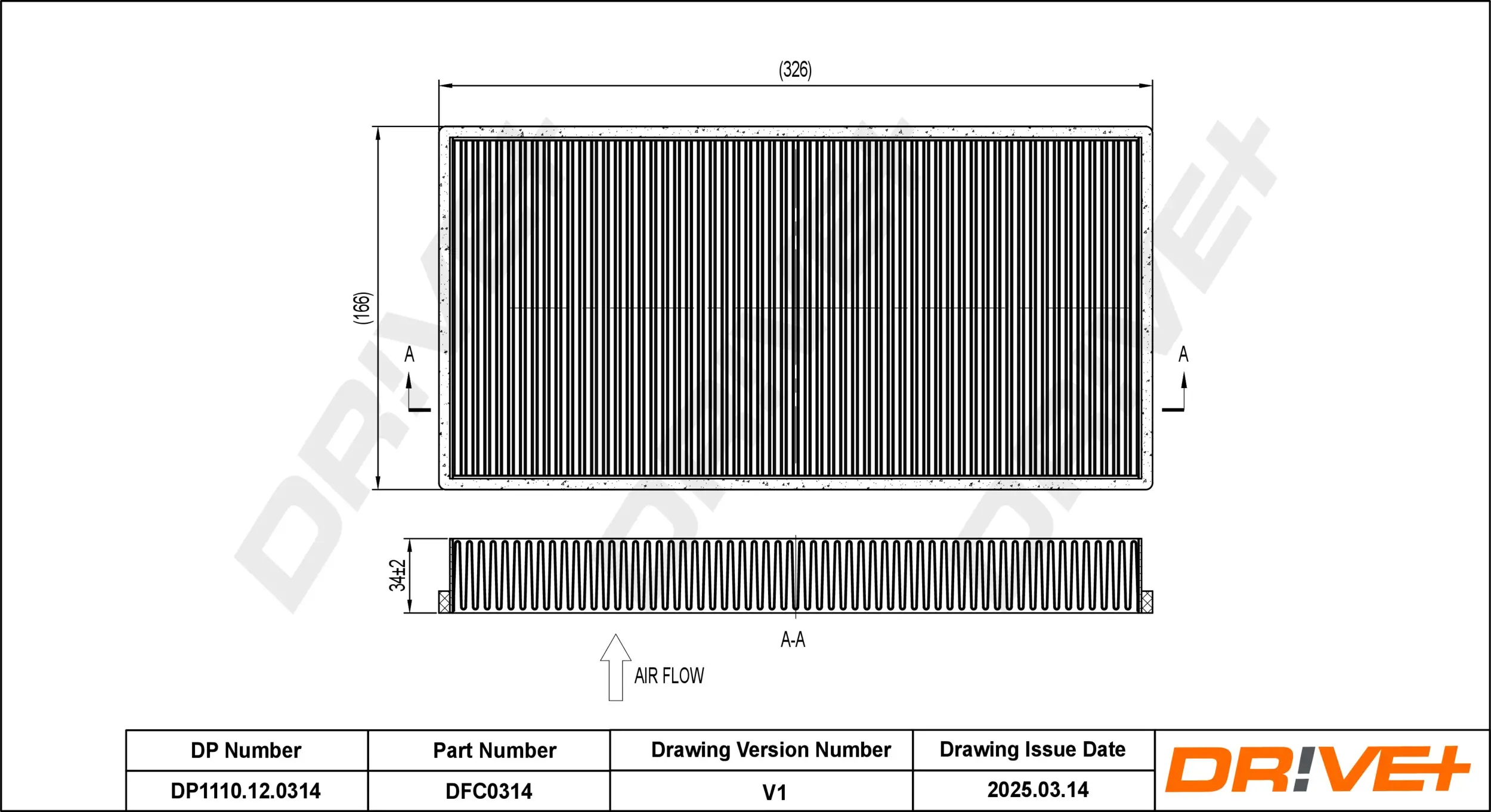 Filter, Innenraumluft Dr!ve+ DP1110.12.0314