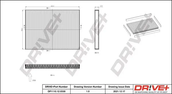 Filter, Innenraumluft Dr!ve+ DP1110.12.0330 Bild Filter, Innenraumluft Dr!ve+ DP1110.12.0330