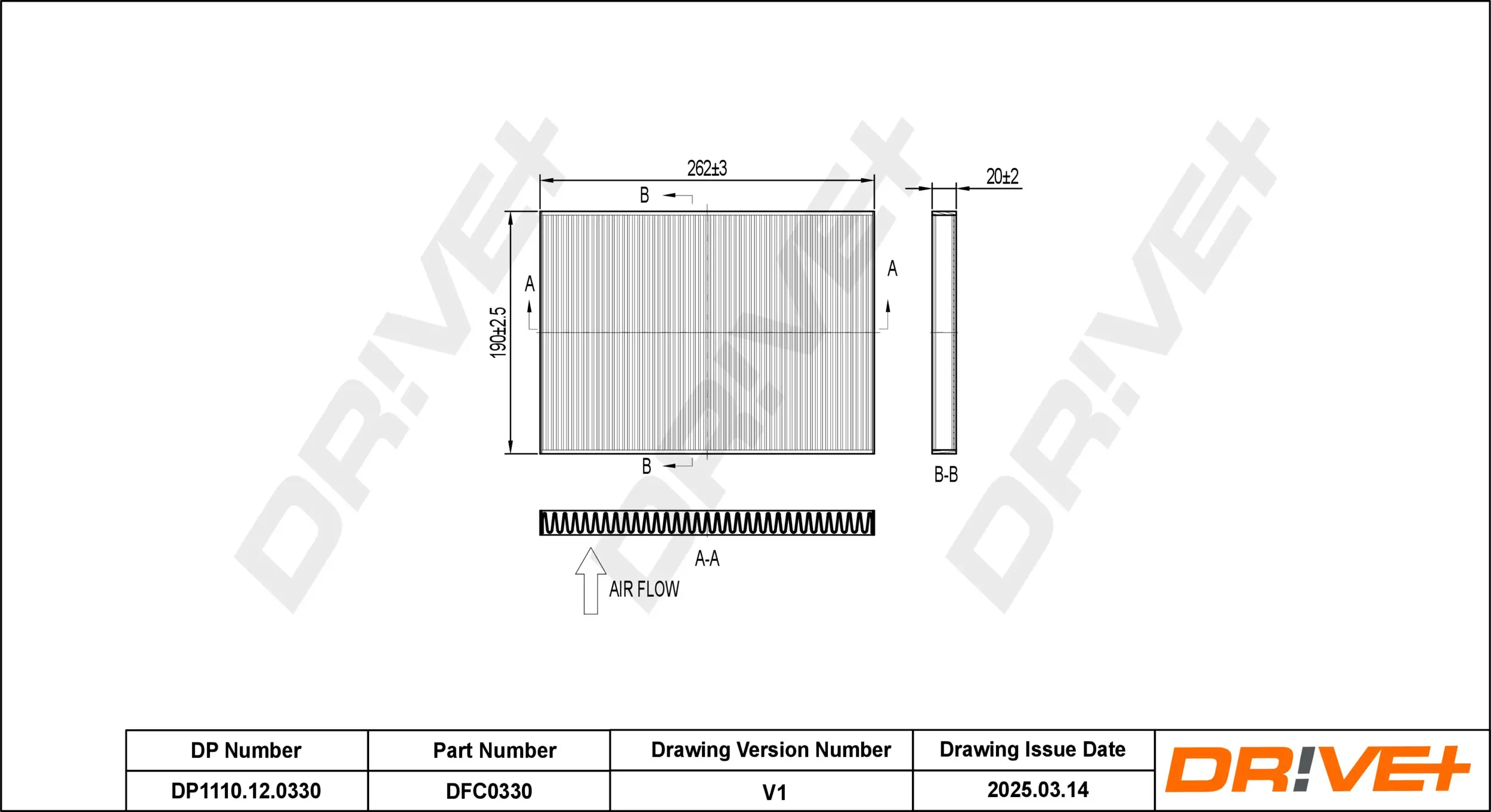 Filter, Innenraumluft Dr!ve+ DP1110.12.0330