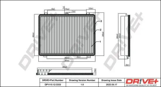 Filter, Innenraumluft Dr!ve+ DP1110.12.0333 Bild Filter, Innenraumluft Dr!ve+ DP1110.12.0333