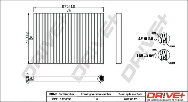 Filter, Innenraumluft Dr!ve+ DP1110.12.0336 Bild Filter, Innenraumluft Dr!ve+ DP1110.12.0336