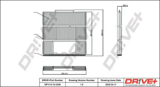 Filter, Innenraumluft Dr!ve+ DP1110.12.0339 Bild Filter, Innenraumluft Dr!ve+ DP1110.12.0339