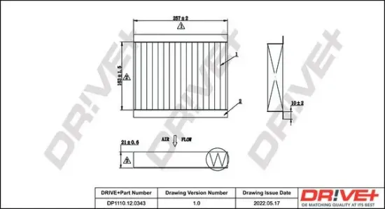 Filter, Innenraumluft Dr!ve+ DP1110.12.0343 Bild Filter, Innenraumluft Dr!ve+ DP1110.12.0343