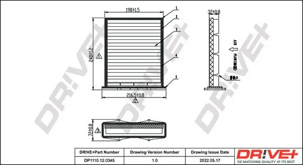 Filter, Innenraumluft Dr!ve+ DP1110.12.0345
