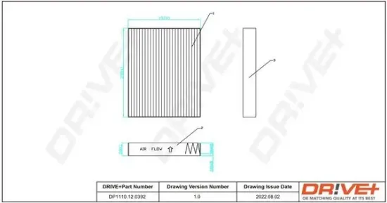 Filter, Innenraumluft Dr!ve+ DP1110.12.0346 Bild Filter, Innenraumluft Dr!ve+ DP1110.12.0346