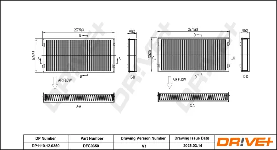 Filter, Innenraumluft Dr!ve+ DP1110.12.0350 Bild Filter, Innenraumluft Dr!ve+ DP1110.12.0350