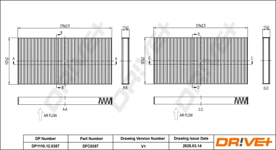 Filter, Innenraumluft Dr!ve+ DP1110.12.0357 Bild Filter, Innenraumluft Dr!ve+ DP1110.12.0357