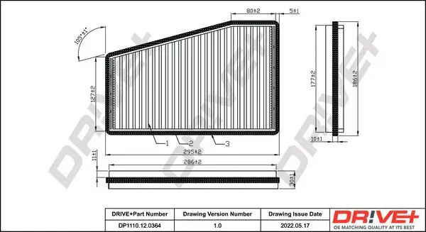 Filter, Innenraumluft Dr!ve+ DP1110.12.0364