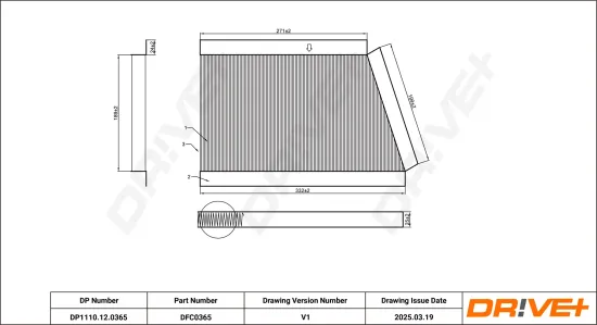 Filter, Innenraumluft Dr!ve+ DP1110.12.0365 Bild Filter, Innenraumluft Dr!ve+ DP1110.12.0365